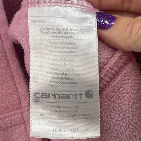 Carhartt Womens Fleece Full Zip Hoodie Pink Logo Script Size M Cozycore Lounge - Picture 5 of 6